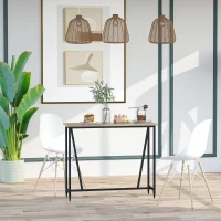 HOMCOM 47.75 Inch Bar Table with Metal Legs, Rustic Industrial Pub Table with Large Tabletop for Home Bar, Kitchen or Dining Room, Brown(m-7)