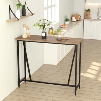 HOMCOM 47.75 Inch Bar Table with Metal Legs, Rustic Industrial Pub Table with Large Tabletop for Home Bar, Kitchen or Dining Room, Brown(m-6)