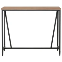 HOMCOM 47.75 Inch Bar Table with Metal Legs, Rustic Industrial Pub Table with Large Tabletop for Home Bar, Kitchen or Dining Room, Brown(m-13)