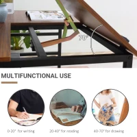 HOMCOM Drafting Table, Adjustable Drawing Desk, Multifunctional Writing Desk with 15-Level Tiltable Tabletop and Storage Shelf for Home Office, Walnut(m-7)