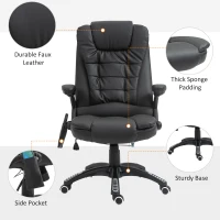 HOMCOM Heated Massage Chair PU Leather High-Back Executive Ergonomic Vibrating Office Chair, Black(m-8)