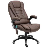 Vinsetto 6 Point Vibration Massage Office Chair with Heat, High Back Executive Office Chair with Padded Armrests, Microfiber Reclining Computer Chair, Coffee(m-11)