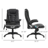 HOMCOM Heated Massage Chair PU Leather High-Back Executive Ergonomic Vibrating Office Chair, Black(m-3)