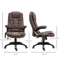 Vinsetto 6 Point Vibration Massage Office Chair with Heat, High Back Executive Office Chair with Padded Armrests, Microfiber Reclining Computer Chair, Coffee(m-3)