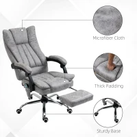 Vinsetto Microfiber Office Chair, High Back Computer Chair with 6 Point Massage, Heat, Adjustable Height and Retractable Footrest, Grey(m-8)