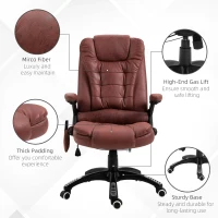 Vinsetto 6 Point Vibration Massage Office Chair with Heat, High Back Executive Office Chair with Padded Armrests, Microfiber Reclining Computer Chair, Red(m-9)