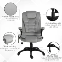Vinsetto 6 Point Vibrating Massage Office Chair 5 Modes, High Back Executive Heated Chair with Reclining Backrest Padded Armrest, Grey(m-9)