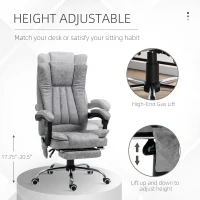 Vinsetto Microfiber Office Chair, High Back Computer Chair with 6 Point Massage, Heat, Adjustable Height and Retractable Footrest, Grey(m-5)