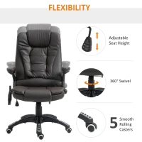 HOMCOM High Back Executive Massage Office Chair with 6 Point Vibration, 5 Modes, Faux Leather Heated Reclining Desk Chair, Dark Brown(m-6)