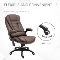 Vinsetto 6 Point Vibration Massage Office Chair with Heat, High Back Executive Office Chair with Padded Armrests, Microfiber Reclining Computer Chair, Coffee(m-8)