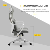 Vinsetto Ergonomic Home Office Mesh Desk Chairs, Computer Task Chair with Massage Lumbar Cushion, Adjustable Seat & Headrest,  Rocking Function, Grey(m-7)