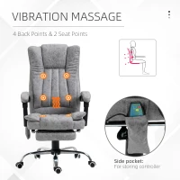 Vinsetto Microfiber Office Chair, High Back Computer Chair with 6 Point Massage, Heat, Adjustable Height and Retractable Footrest, Grey(m-4)
