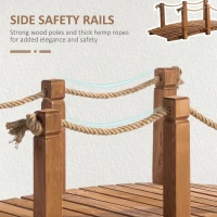 Outsunny 5FT Wooden Garden Bridge Outdoor Decorative Arc Footbridge with Hemp Rope Railings & Fir Construction, Orange(m-4)