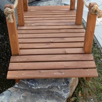 Outsunny 5FT Wooden Garden Bridge Outdoor Decorative Arc Footbridge with Hemp Rope Railings & Fir Construction, Orange(m-7)