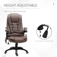 Vinsetto 6 Point Vibration Massage Office Chair with Heat, High Back Executive Office Chair with Padded Armrests, Microfiber Reclining Computer Chair, Coffee(m-4)