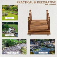 Outsunny 5FT Wooden Garden Bridge Outdoor Decorative Arc Footbridge with Hemp Rope Railings & Fir Construction, Orange(m-6)