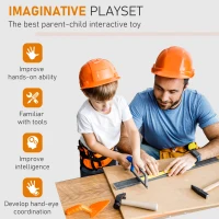 Qaba 54 Pieces Kids Tool Workbench, Toddler Pretend Play Construction Tool Toy with Cars and Slides for Ages 3+(m-6)