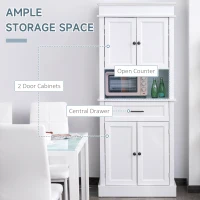 HOMCOM Traditional Buffet with Hutch, Freestanding Kitchen Pantry Storage Cabinet with Doors and Drawer, Adjustable Shelving, White(m-4)