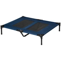 PawHut 36" x 30" Elevated Cooling Summer Dog Cot Pet Bed with Mesh Ventilation - Blue(m-1)