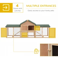 PawHut 83" Wooden Two Story Outdoor Deluxe XL Rabbit Bunny House Hutch Pet Cage(m-4)