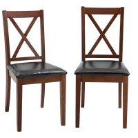 HOMCOM High Back Dining Chairs Set of 2 with PU Leather Upholstry and Cross Back Design, Black(m-10)