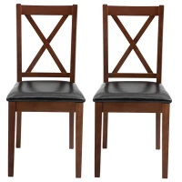 HOMCOM High Back Dining Chairs Set of 2 with PU Leather Upholstry and Cross Back Design, Black(m-9)