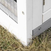 PawHut 59" Wooden Rabbit Hutch 2 Tier Bunny House with Slide-out Tray Ramp, Grey(m-11)