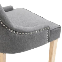 HOMCOM 2 Piece Fabric Dining Chairs Set of 2, Leisure Padded Accent Chair with Armrest, Solid Wooden Legs, Dark Grey(m-11)