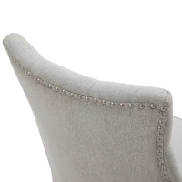 HOMCOM 2 Piece Fabric Dining Chairs Set of 2, Leisure Padded Accent Chair with Armrest, Solid Wooden Legs, Light Grey(m-12)