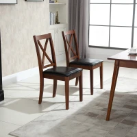 HOMCOM High Back Dining Chairs Set of 2 with PU Leather Upholstry and Cross Back Design, Black(m-2)
