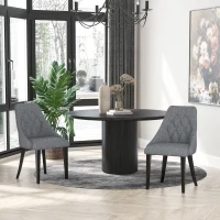 HOMCOM Modern Dining Chairs Set of 2, Button Tufted High Back Accent Chairs with Upholstered Seat, Steel Legs for Living Room, Kitchen, Study, Dark Grey(m-8)