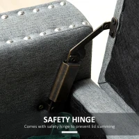 HOMCOM Nailhead Trim Upholstered Flip Top Storage Bench, Fabric Ottoman for Bedroom, or Living room, Light Grey(m-5)