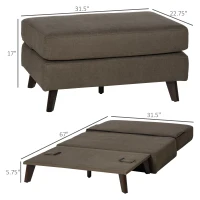 HOMCOM Folding Ottoman Sleeper, Convertible Fabric Bed, Brown(m-3)