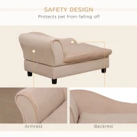 PawHut Pet Sofa Dog Couch Chaise Lounge Pet Bed with Storage Function Small Sized Dog Various Cat Sponge Cushioned Bed Lounge, Beige(m-7)