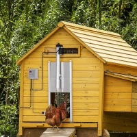 PawHut Automatic Chicken Coop Door with Timer, Light Sensor, Infrared Sensor, Multi-modes Weatherproof Chicken Door with Full Aluminum Body, 14V DC Power Supply, Silver(m-2)