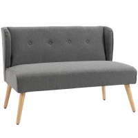 HOMCOM Modern 2-Seat Loveseat, 45" Button Tufted Fabric Upholstered Sofa Couch with Rubberwood Legs for Living Room, Grey(m-1)