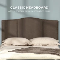 HOMCOM Upholstered Nailhead Trim Headboard, Home Bedroom Decoration for Full and Queen-Sized Beds, Brown(m-4)