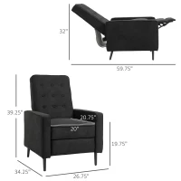 HOMCOM Manual Recliner, Fabric Tufted Club Chair, Home Theater Seating Reclining Sofa for Living Room, Black(m-3)