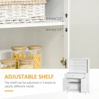 HOMCOM Modern 58" Kitchen Buffet with Hutch, Microwave Cabinet with Drawer and Storage Cupboard for Dining Room, White(m-5)