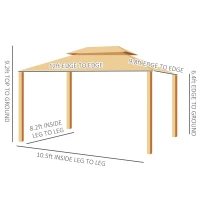 Outsunny 10' x 12' Hardtop Gazebo Canopy with Galvanized Steel Double Roof, Skylight Window, Aluminum Frame, Outdoor Permanent Pavilion with Netting, for Patio, Garden, Backyard, Yellow(m-3)
