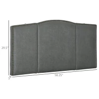 HOMCOM Upholstered Nailhead Trim Headboard, Home Bedroom Decoration for Full and Queen-Sized Beds, Grey(m-3)