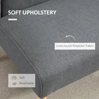 HOMCOM Modern 2-Seat Loveseat, 45" Button Tufted Fabric Upholstered Sofa Couch with Rubberwood Legs for Living Room, Grey(m-5)