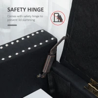 HOMCOM Nailhead Trim Upholstered Flip Top Storage Bench, Fabric Ottoman for Bedroom, or Living room, Dark Grey(m-5)