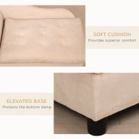 PawHut Pet Sofa Dog Couch Chaise Lounge Pet Bed with Storage Function Small Sized Dog Various Cat Sponge Cushioned Bed Lounge, Beige(m-8)