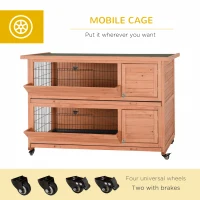 PawHut Outdoor Rabbit Hutch with Wheels, Quick on-the-Go Feeding, Wooden Rabbit Cage, Waterproof, Medium(m-7)