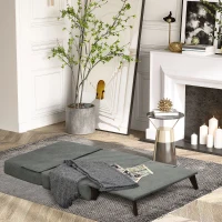 HOMCOM Folding Ottoman Sleeper, Convertible Fabric Bed, Grey(m-8)