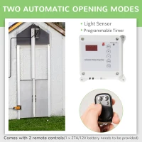 PawHut Automatic Chicken Coop Door with Timer, Light Sensor, Infrared Sensor, Multi-modes Weatherproof Chicken Door with Full Aluminum Body, 14V DC Power Supply, Silver(m-4)