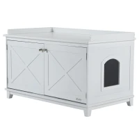PawHut Cat Litter Box Furniture with Large Hidden Storage(m-1)