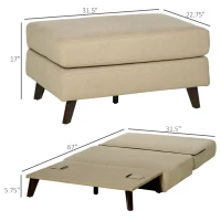 HOMCOM Folding Ottoman Sleeper, Convertible Fabric Bed, Beige(m-3)