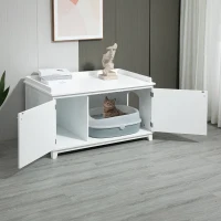PawHut Cat Litter Box Furniture with Large Hidden Storage(m-2)